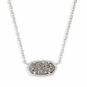 Kendra Scott Elisa Platinum Drusy Pendant Silver Necklace